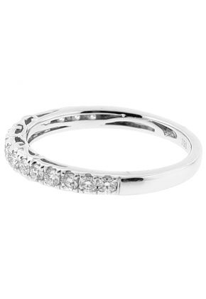 Ladies Single Row Wedding Band with Filigree Design and Diamonds in 18kt White Gold