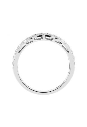 Ladies Single Row Wedding Band with Filigree Design and Diamonds in 18kt White Gold