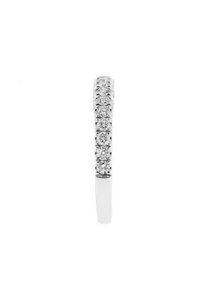 Ladies Single Row Wedding Band with Filigree Design and Diamonds in 18kt White Gold