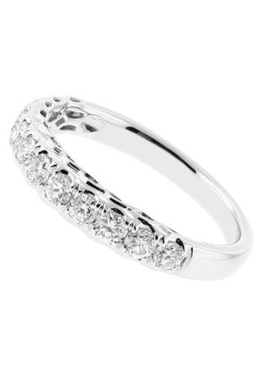 Single Row Ladies Wedding Band with Braided Design and Diamonds in 18kt White Gold