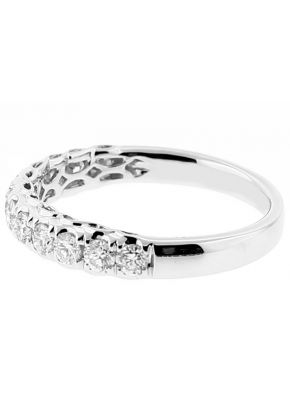 Single Row Ladies Wedding Band with Braided Design and Diamonds in 18kt White Gold