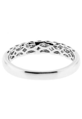 Single Row Ladies Wedding Band with Braided Design and Diamonds in 18kt White Gold