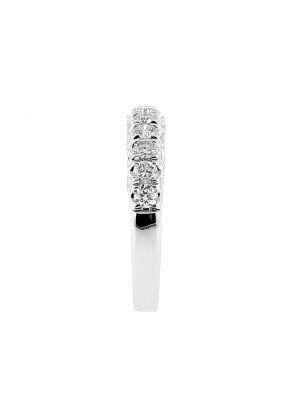 Single Row Ladies Wedding Band with Braided Design and Diamonds in 18kt White Gold