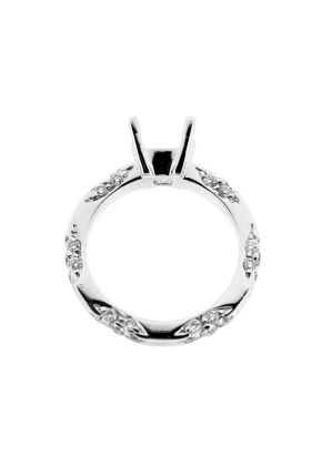 Ladies Semi Mount Engagement Ring with Pave Set Diamonds in Platinum