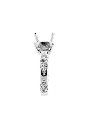 Ladies Semi Mount Engagement Ring with Pave Set Diamonds in Platinum