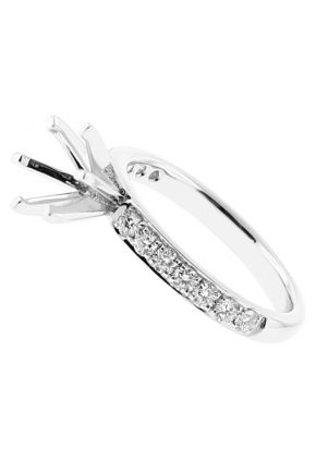Ladies Semi Mount Engagement Ring with Micro Pave Set Diamonds in 18kt White Gold