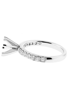 Ladies Semi Mount Engagement Ring with Micro Pave Set Diamonds in 18kt White Gold