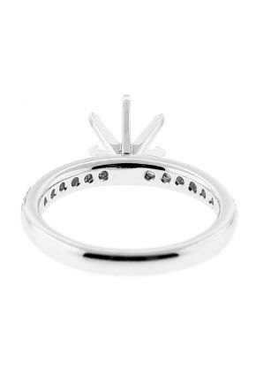 Ladies Semi Mount Engagement Ring with Micro Pave Set Diamonds in 18kt White Gold