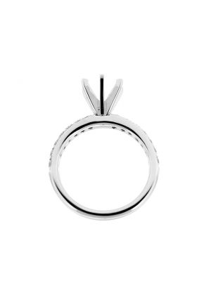 Ladies Semi Mount Engagement Ring with Micro Pave Set Diamonds in 18kt White Gold