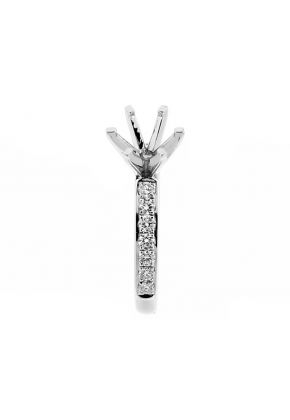 Ladies Semi Mount Engagement Ring with Micro Pave Set Diamonds in 18kt White Gold