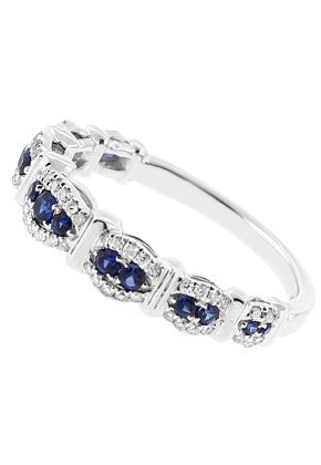 Ladies Sapphire Fashion Ring with Diamonds in 18kt White Gold