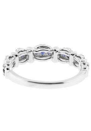 Ladies Sapphire Fashion Ring with Diamonds in 18kt White Gold