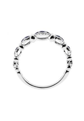 Ladies Sapphire Fashion Ring with Diamonds in 18kt White Gold