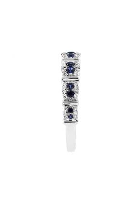 Ladies Sapphire Fashion Ring with Diamonds in 18kt White Gold