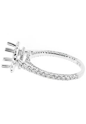 Semi Mount Square Halo Triple Side Engagement Ring with Diamonds in 18kt White Gold