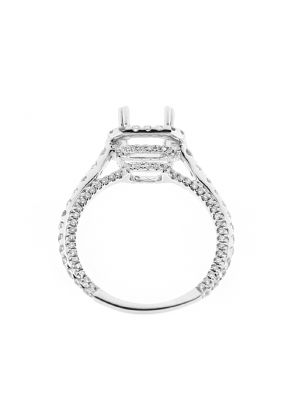 Semi Mount Square Halo Triple Side Engagement Ring with Diamonds in 18kt White Gold