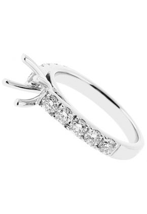 Semi Mount Engagement Ring with Diamonds in 18kt White Gold