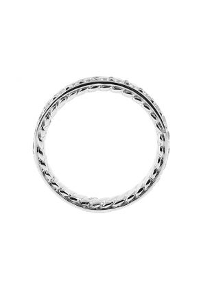 Ladies Wedding Band with Rope Design Interior and Micro Pave Set Diamonds in 18kt White Gold