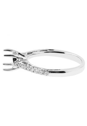 Semi Mount Openwork Engagement Ring with Milgrain Filigree Design and Diamonds in 18kt White Gold