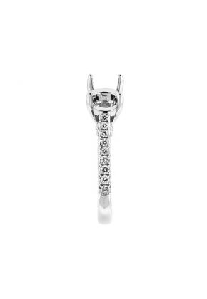 Semi Mount Openwork Engagement Ring with Milgrain Filigree Design and Diamonds in 18kt White Gold