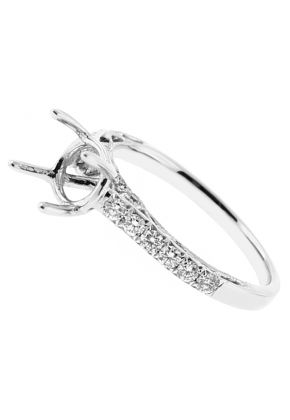 Semi Mount Openwork Engagement Ring with Milgrain Filigree Design and Diamonds in 18kt White Gold