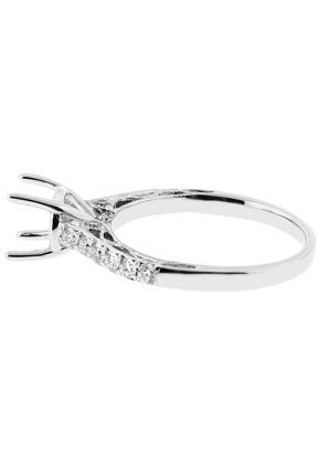 Semi Mount Openwork Engagement Ring with Milgrain Filigree Design and Diamonds in 18kt White Gold