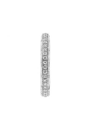 Ladies Openwork Eternity Wedding Band with Milgrain and Micro Pave Set Diamonds in 18kt White Gold