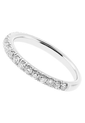 Ladies Single Row Wedding Band with Diamonds in 18kt White Gold