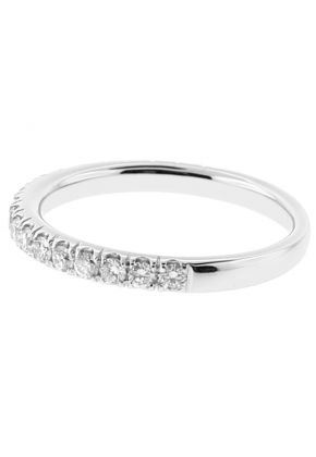 Ladies Single Row Wedding Band with Diamonds in 18kt White Gold