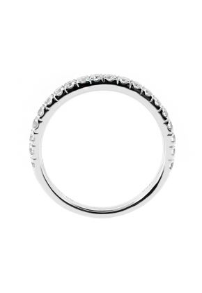 Ladies Single Row Wedding Band with Diamonds in 18kt White Gold