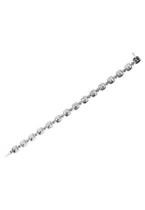 Ladies Tennis Bracelet with Bezel and Micro Prong Set Diamonds in 18kt White Gold