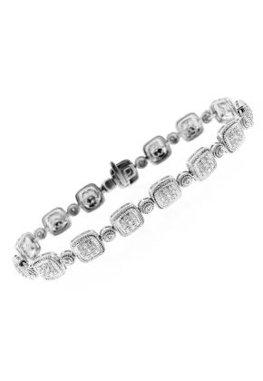Ladies Tennis Bracelet with Bezel and Micro Prong Set Diamonds in 18kt White Gold