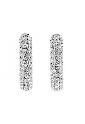 Inside Out Hoop Earrings with Pave Set Diamonds in 18kt White Gold