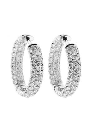 Inside Out Hoop Earrings with Pave Set Diamonds in 18kt White Gold