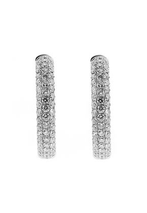 Inside Out Hoop Earrings with Pave Set Diamonds in 18kt White Gold