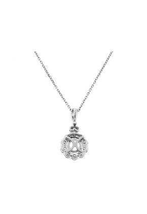 Semi Mount Pendant with Halo of Diamonds in 18kt White Gold