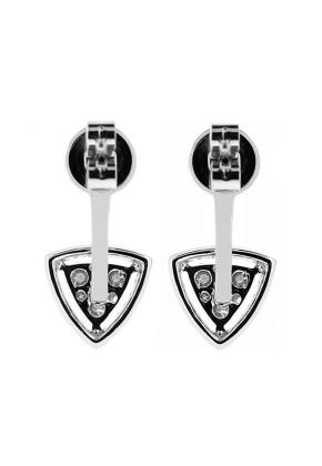 Dangling Halo Style Triangular Earrings with Diamonds in 18kt White Gold