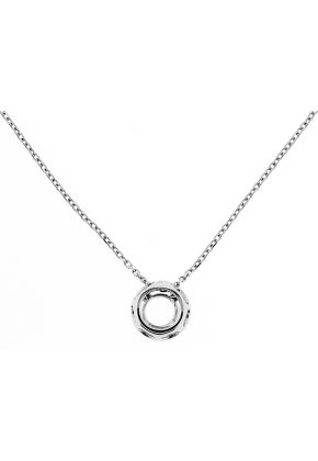 Round Pendant with Circle of Diamonds in 18kt White Gold