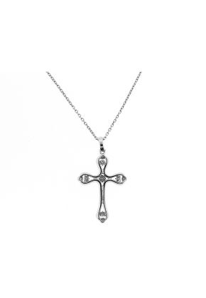 Fancy Cross Pendant with Diamonds in 18kt White Gold