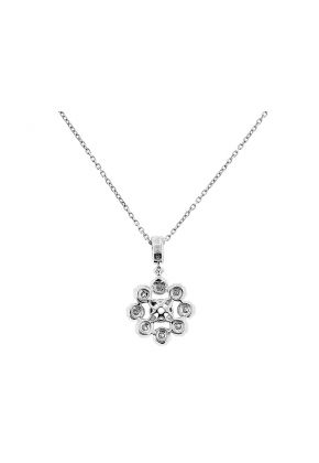 Semi Mount Flower Pendant with Diamonds in 18kt White Gold