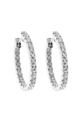 Inside Out Hoop Earrings with Diamonds in 18kt White Gold