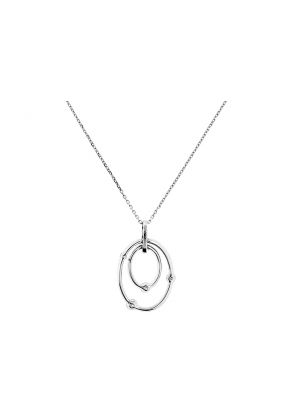 Double Oval Pendant with Diamonds in 18kt White Gold
