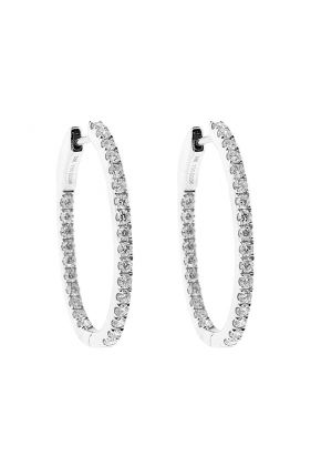 Inside Out Hoop Earrings with Diamonds in 18kt White Gold