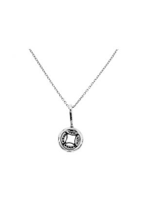 Semi Mount Solitaire Pendant with Double Halo of Diamonds in 18kt White Gold