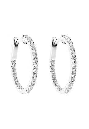 Inside Out Hoop Earrings with Diamonds in 18kt White Gold