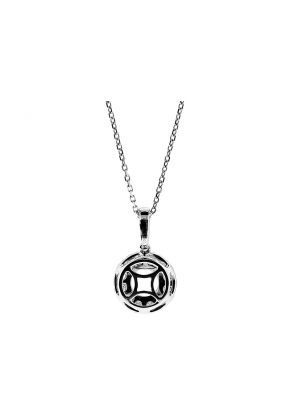 Round Semi Mount Solitaire Pendant with Halo of Diamonds in 18kt White Gold