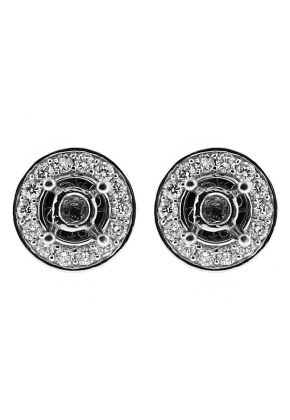 Post-Back Stud Earrings with or without Pave Set Halo of Diamonds in 18kt White Gold ( Worn Two Ways)