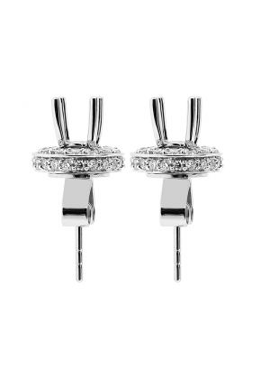 Post-Back Stud Earrings with or without Pave Set Halo of Diamonds in 18kt White Gold ( Worn Two Ways)