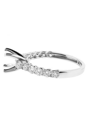 Semi Mount Engagement Ring with Diamonds in 18k White Gold
