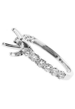 Semi Mount Engagement Ring with Diamonds in 18k White Gold